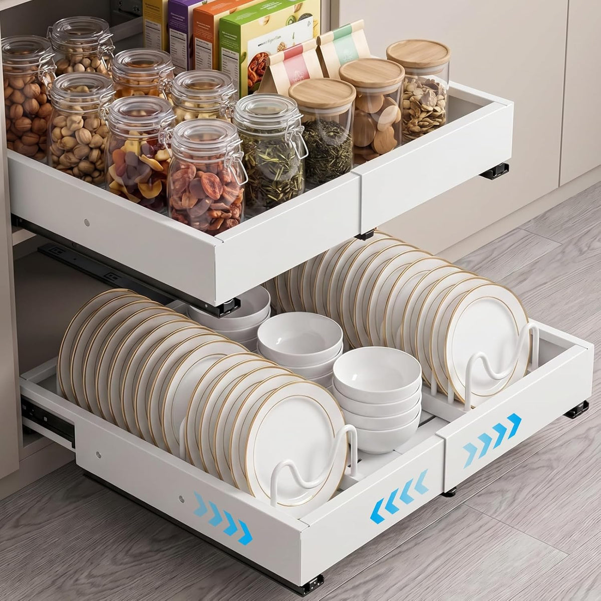 DOMNIU 2 Pack Pull Out Cabinet Organizers Width(12"-19"), Depth(17"-23")