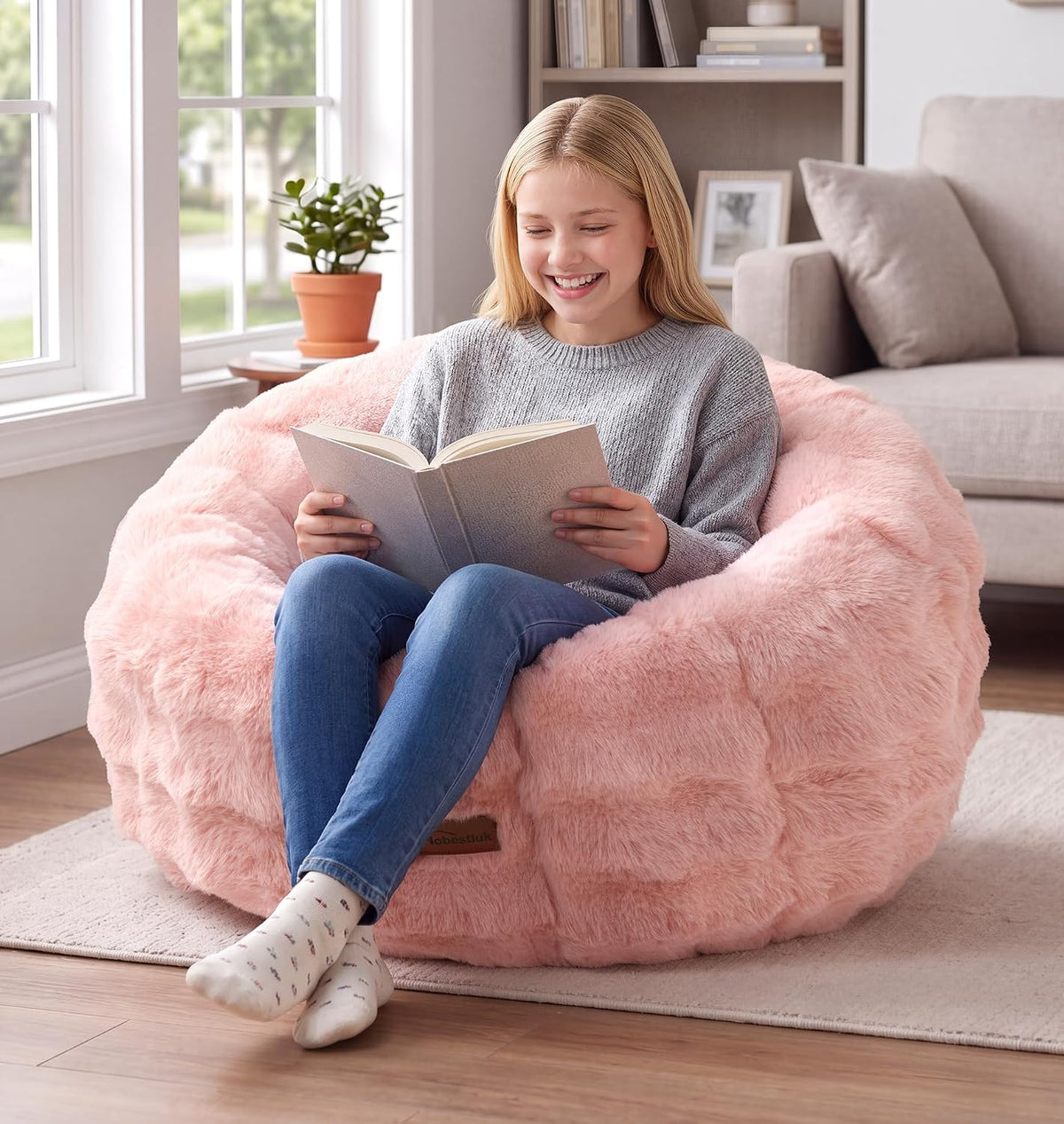 Hobestluk Medium Bean Bag Chairs Donut-Shaped Comfy Sofa Lounge Seat Floor