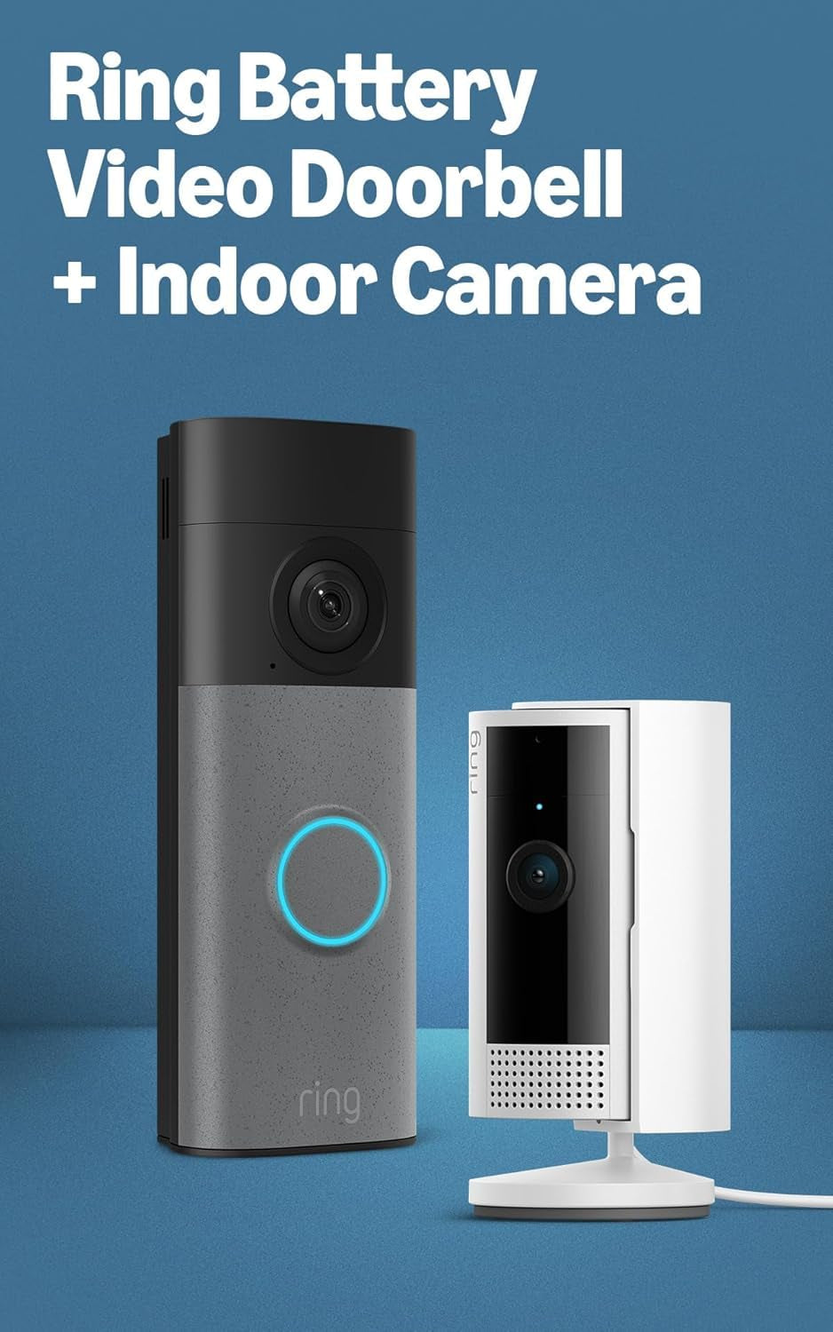 Ring Battery Doorbell (Newest Model) Matte Mocha, with Indoor Cam, White