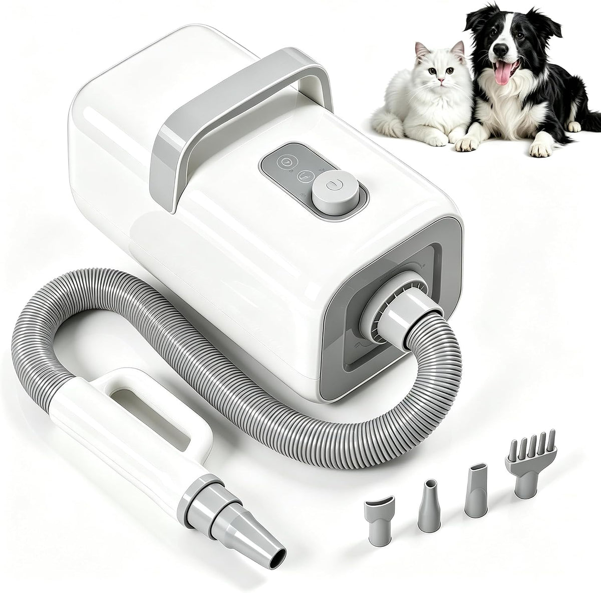 DUMOS Dog Dryer for Pet Grooming Kit, Dog Blow Dryer with 4 Nozzles