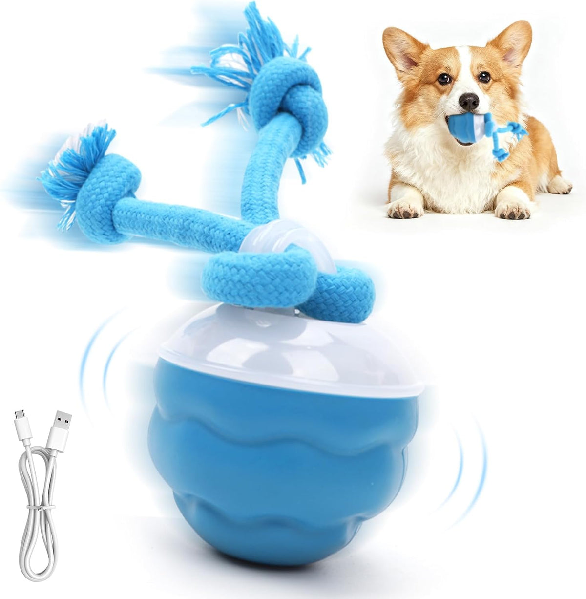 Goosheep 2026 New Interactive Dog Toys, Automatic Moving Dog Ball for Medium/Large Dogs, Interactive Smart Rolling Dogs Toy Ball with Light up to Keep Them Busy(Blue)