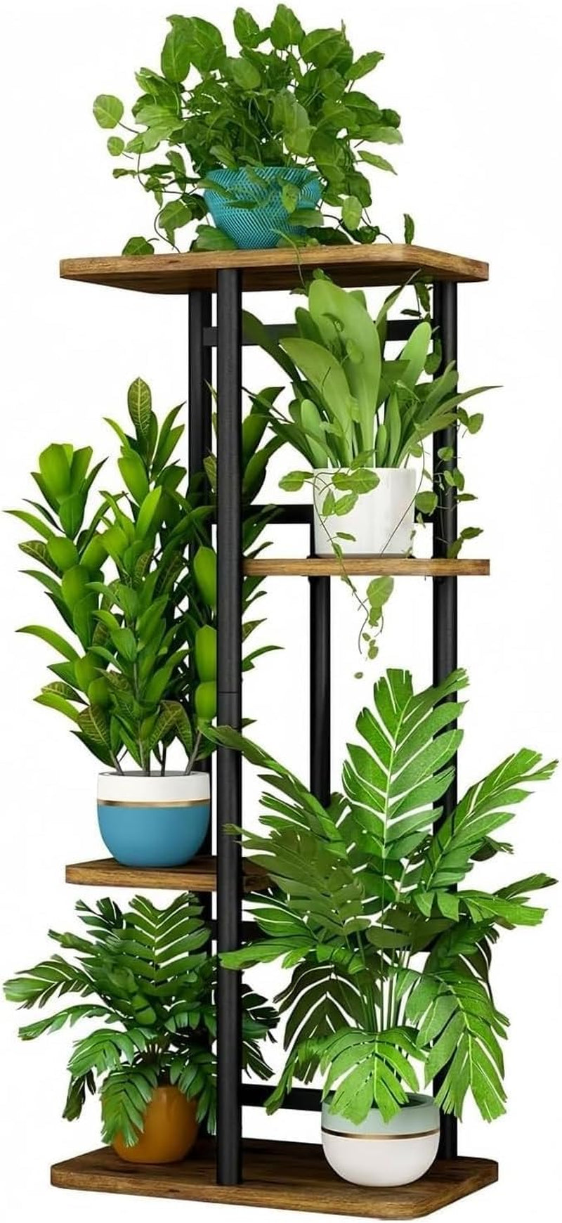 LINZINAR Plant Stand Indoor 4 Tier Metal Corner Tall Flower Shelf