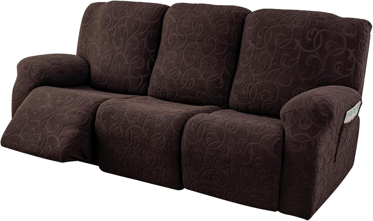 Recliner Sofa Covers Sectional Couch Cover for Reclining Couch 3 Seat, 5-Pieces 3 Cushion Sofa Stretch Recliner Sofa Slipcover, Soft Jacquard Furniture Dog Couch Cover Protector
