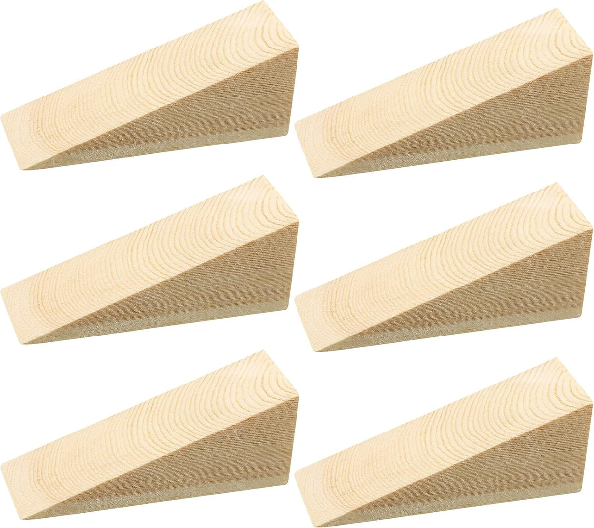 Amyhill 6 Pcs Wooden Door Stopper Wedge, Non Slip Door Chock, Natural
