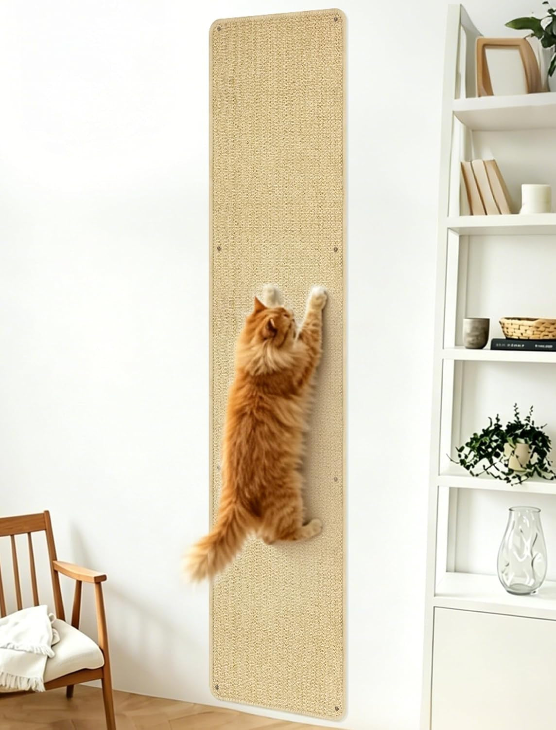 71X15.8 Inch Wall Cat Scratcher Mat, Natural Sisal Cat Wall Scratcher, Cat Scratching Rug Pad, Indoor Cats Climbing Wall Scratcher for Furniture Couch Sofa Floor Protector, 1PCS