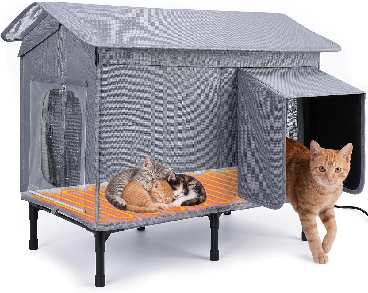 Heated Outdoor Cat House Weatherproof,Insulated Cat House for Winter