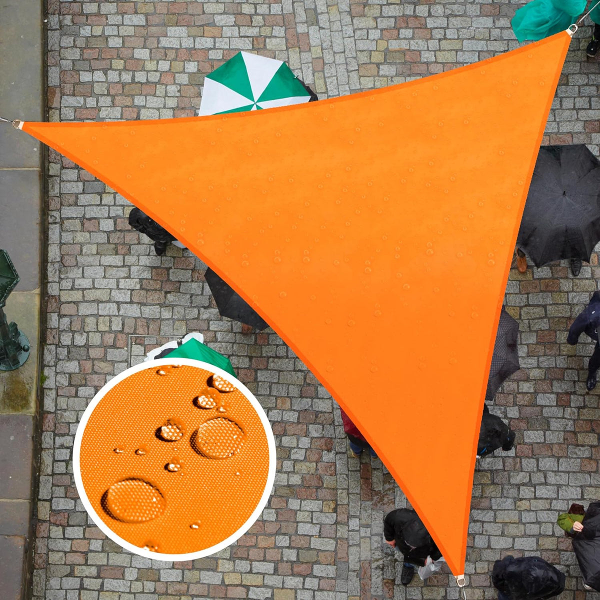 Colourtree 12' X 12' X 12' Orange Triangle Waterproof Sun Shade Sail UPF50 Canopy Awning Shelter, 95% UV Blockage Water Resistant, Outdoor Patio Garden Carport (We Customize)