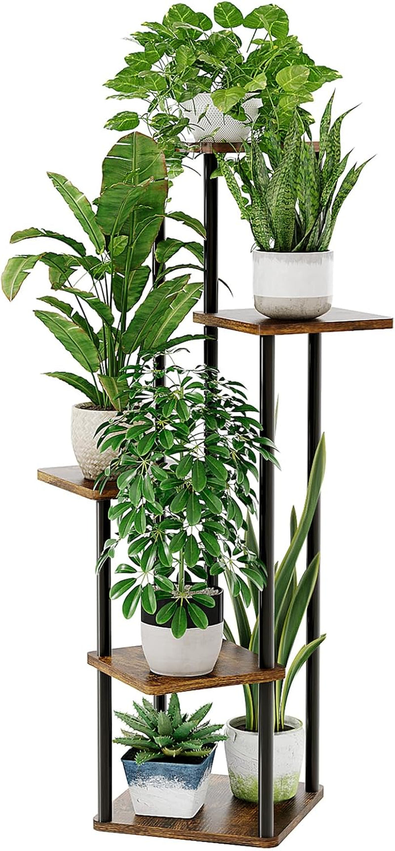 Bamworld Plant Stand Indoor 5 Tier Corner Plant Shelf for Multiple Plants