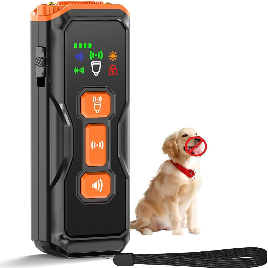 Ultrasonic Dog Barking Control Device, Sonic Bark Deterrent with Flashing Light, Waterproof anti Bark Device for Indoor Outdoor Use, Stop Neighbor Dog Barking, Bark Deterrent for Home & Yard Security