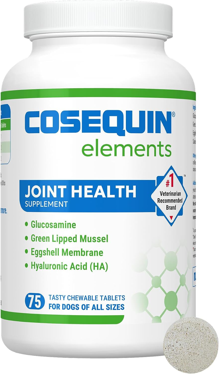 Nutramax Cosequin Elements Dog Joint Supplement, Green Lipped Mussel, 75Ct