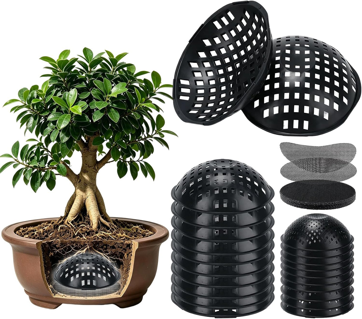 70PCS Large Repotting Planter Pot Mesh Screens, Plant Drainage Inserts Pads