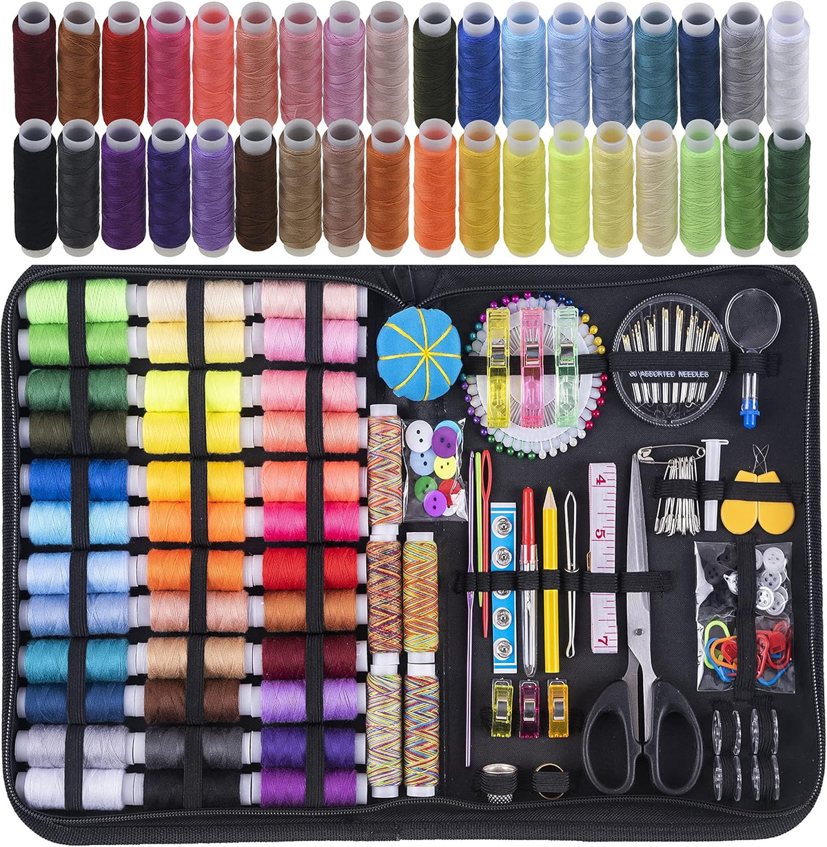 INSCRAFT Sewing Kit, 200 Premium Sewing Supplies, 41 XL Thread Spools, Suitable for Traveller, Adults, Beginner, Emergency, DIY and Home by INSCRAFT