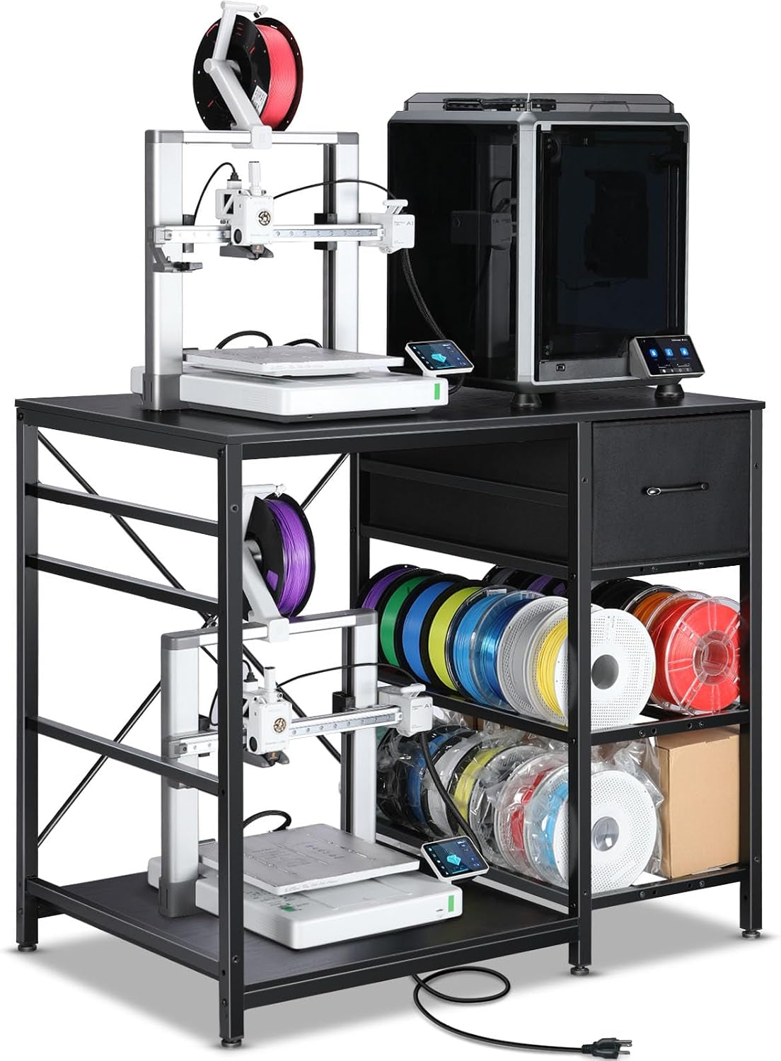 AHOWPD 3D Printer Stand with Filaments Storage and Drawer Organizer