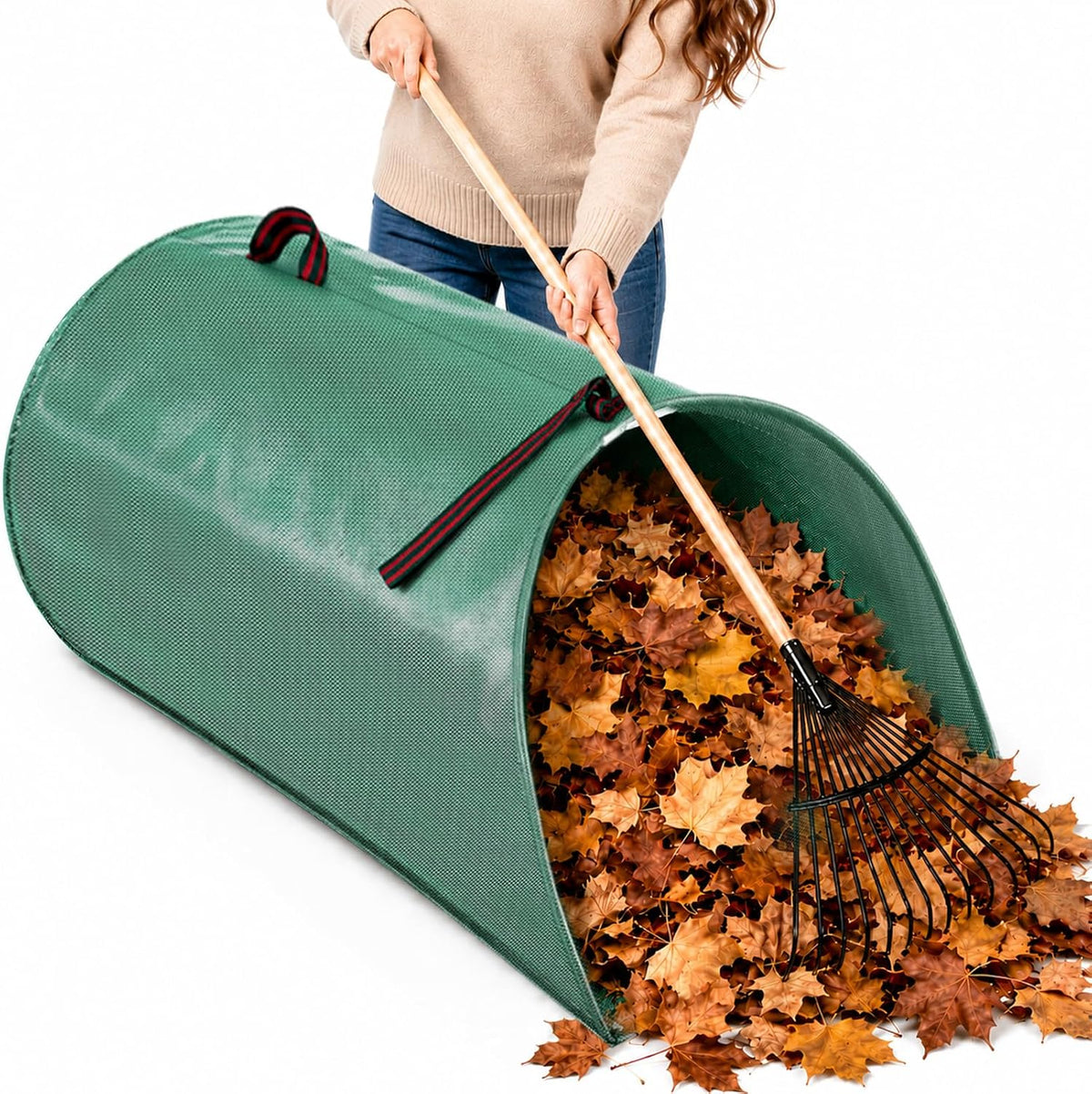 100 Gallon Leaf Collector, Reusable Dustpan-Type Lawn and Leaf Bag