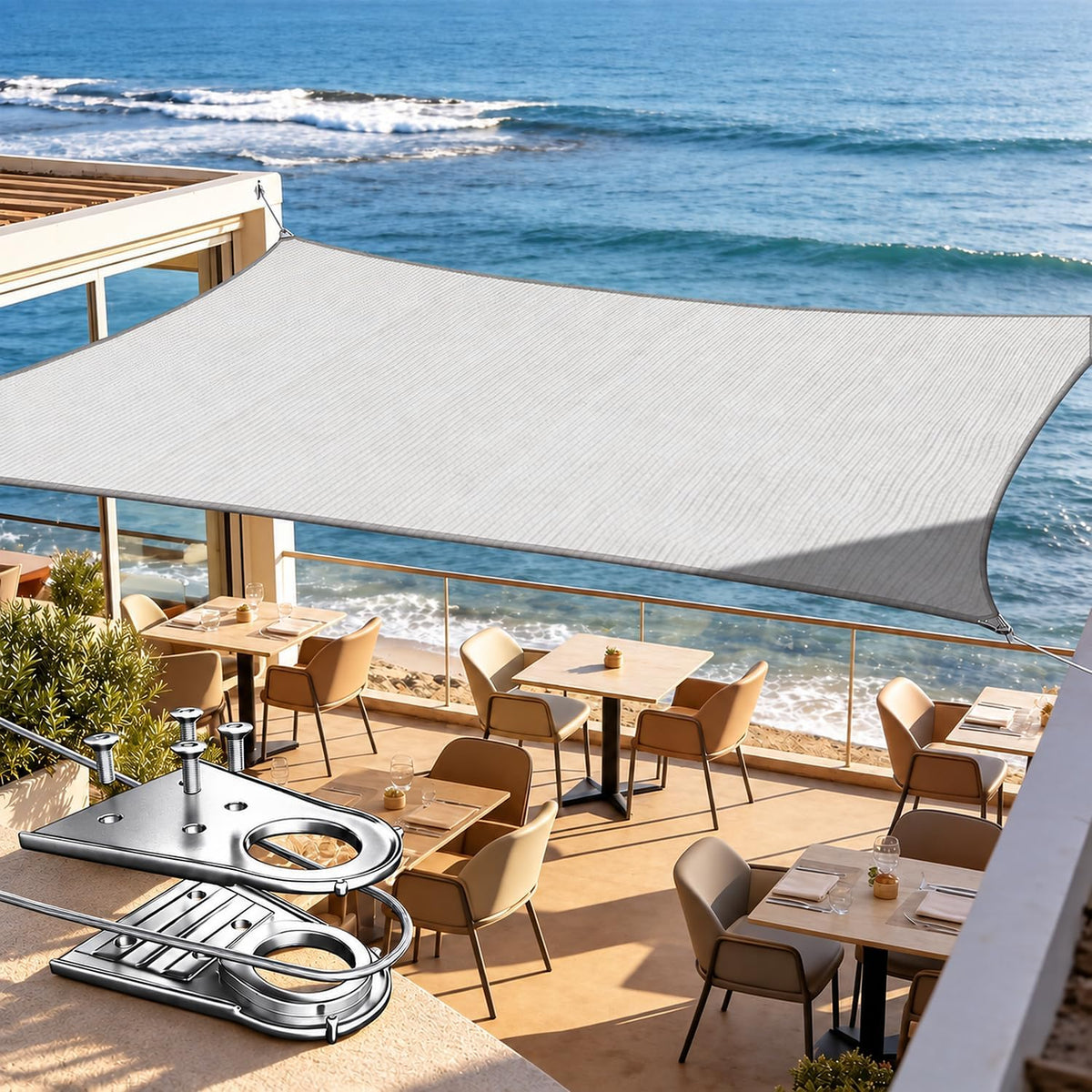 Shademart 12' X 12'Grey Heavy Duty Rectangle Outdoor Patio Shade Sail