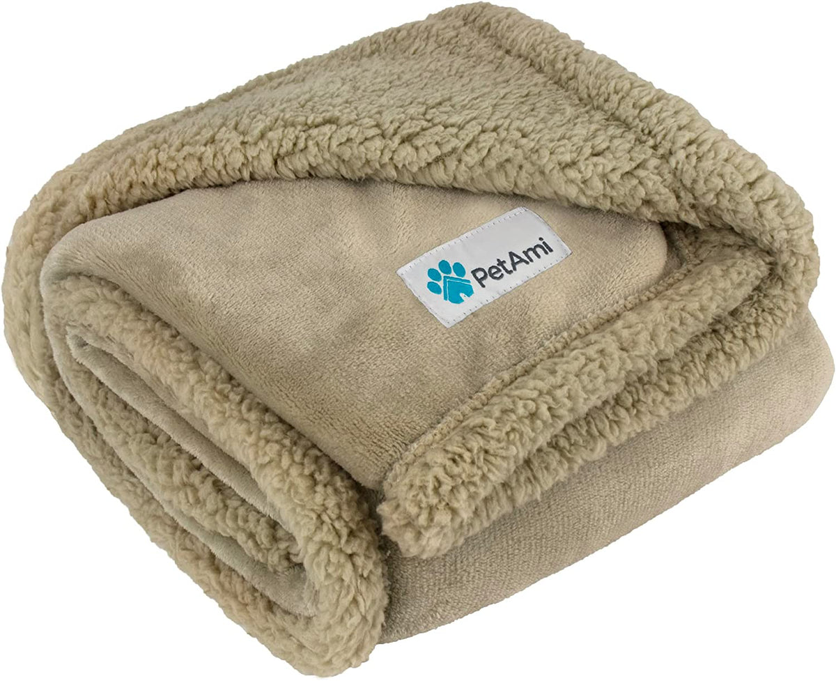 Petami Dog Blanket for Large Medium Pets Cats, 80X60 Twin XL, Solid Taupe