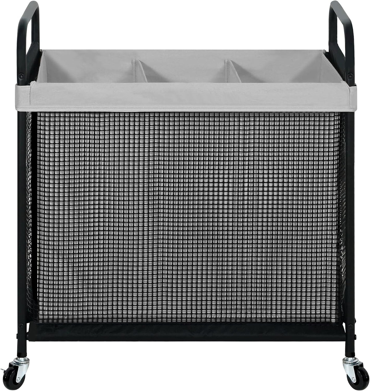 STO STO Laundry Hamper 3 Section, 120L Rolling Laundry Sorter Cart with Removable and Washable Liner Bag, Clothes Hamper with Wheels and Metal Handle for Laundry Room and Bedroom, Gray