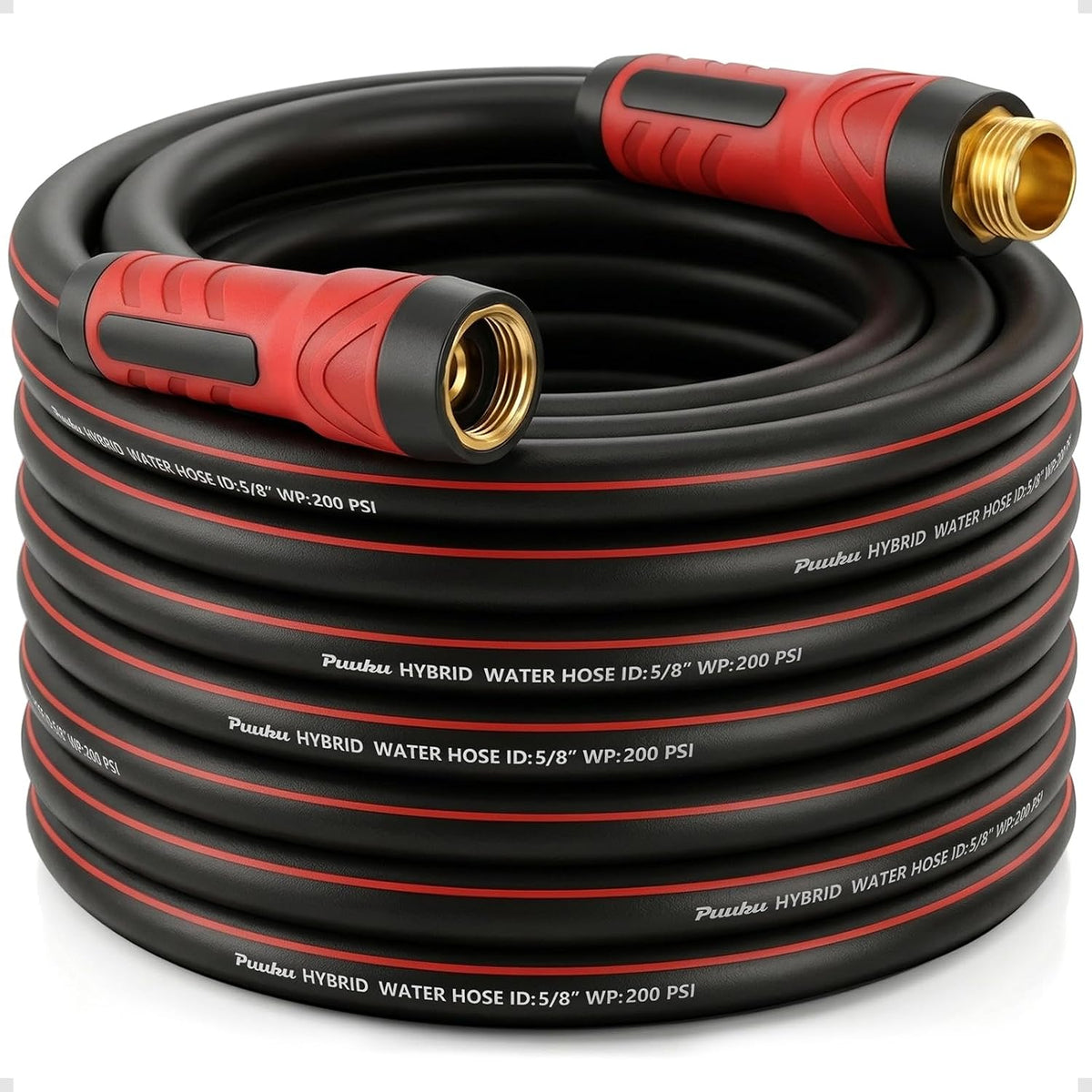 Garden Hose 50 Ft X 5/8", NON-EXPANDABLE Heavy Duty Premium Flexible Hose