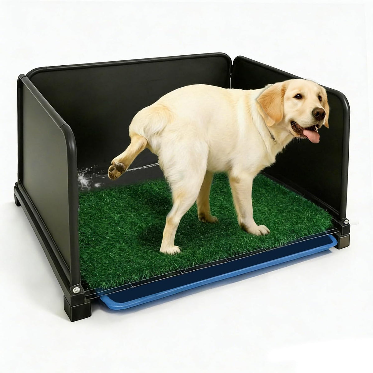 Portable & Foldable Dog Potty with Tray & Splash Guard and Artificial Grass