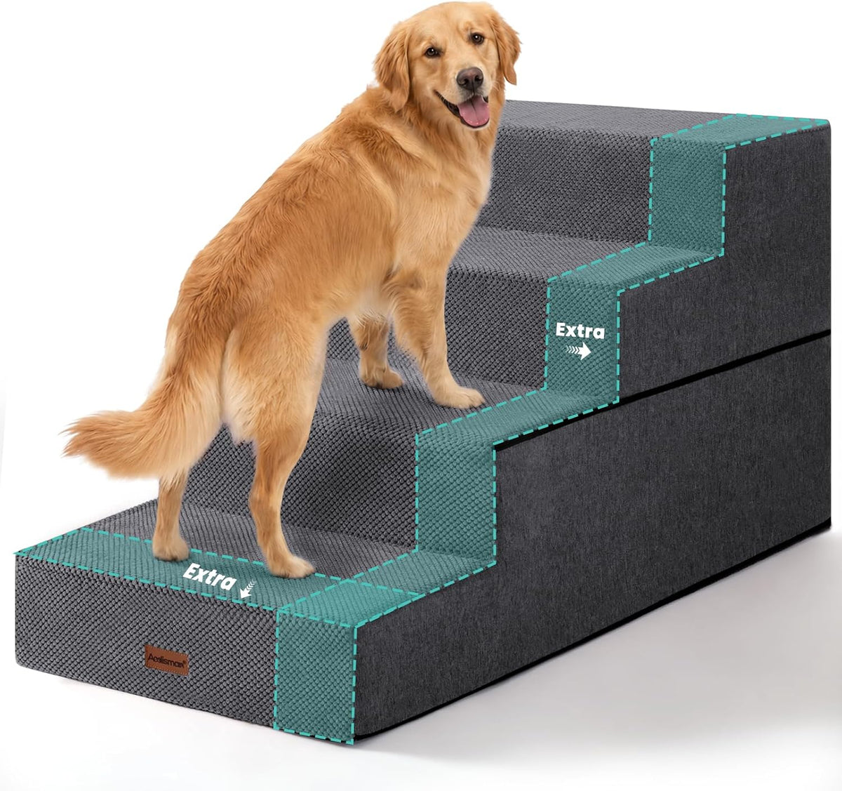 Dog Steps for Large Dogs 24" H, 4-Step 20" Wide Pet Stairs for High Beds