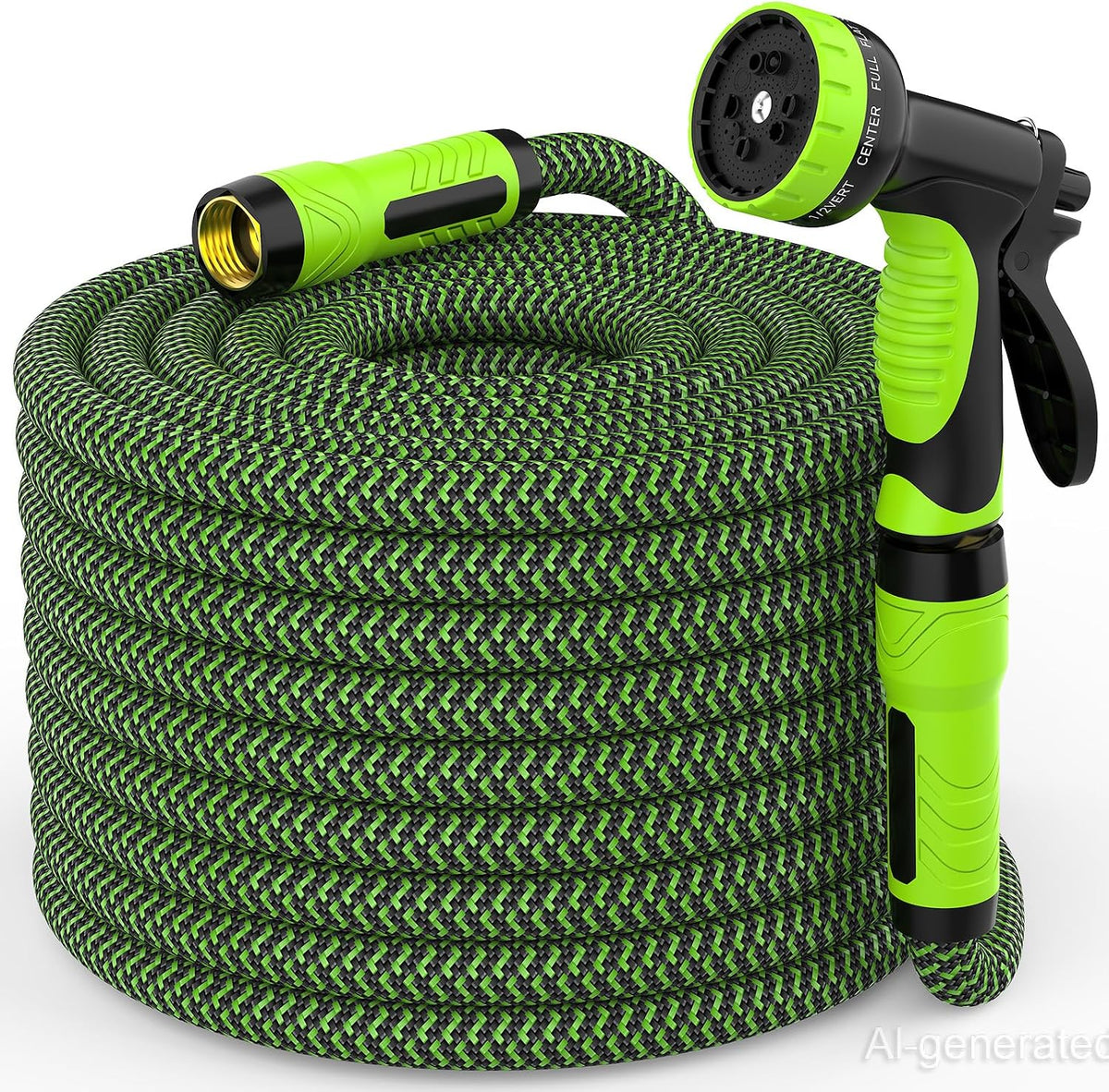 NON-EXPANDABLE Garden Hose 50Ft X5/8'', Heavy Duty Flexible Water Hose with 10-Function Sprayer, Lightweight, Leak Proof, Durable Fabric Skin, Pressure Resistant for Yard, Outdoor