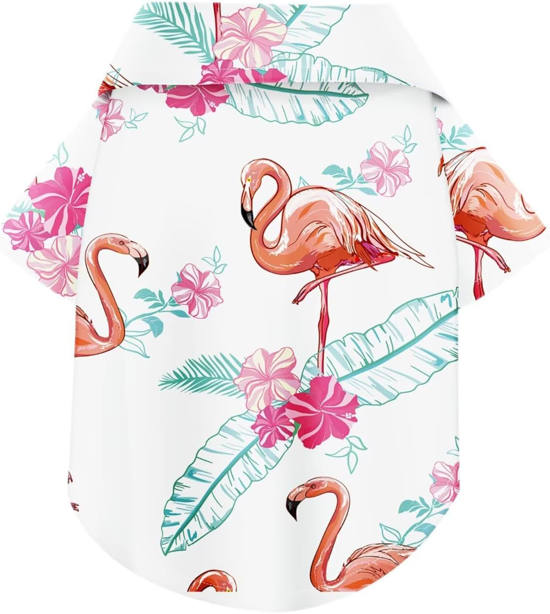 Hawaiian Dog Shirt – Lightweight and Breathable Summer T-Shirt with Tropical Prints, Fun Beach Outfit for Small, Medium, and Large Dogs, Perfect for Hot Days and Outdoor Vacation.Flamingo 4XL