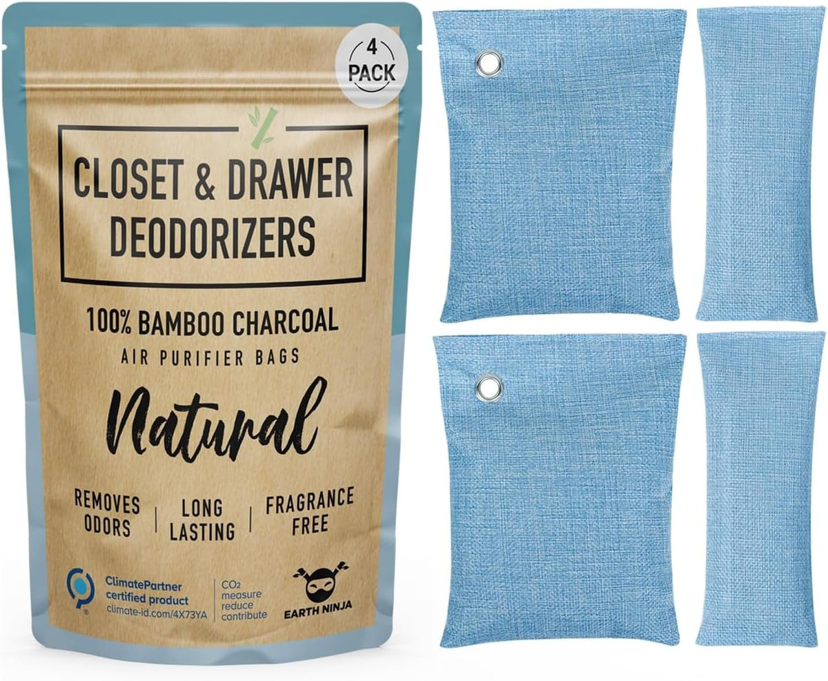 Closet & Dresser Odor Eliminator, Activated Charcoal, 4 Pack