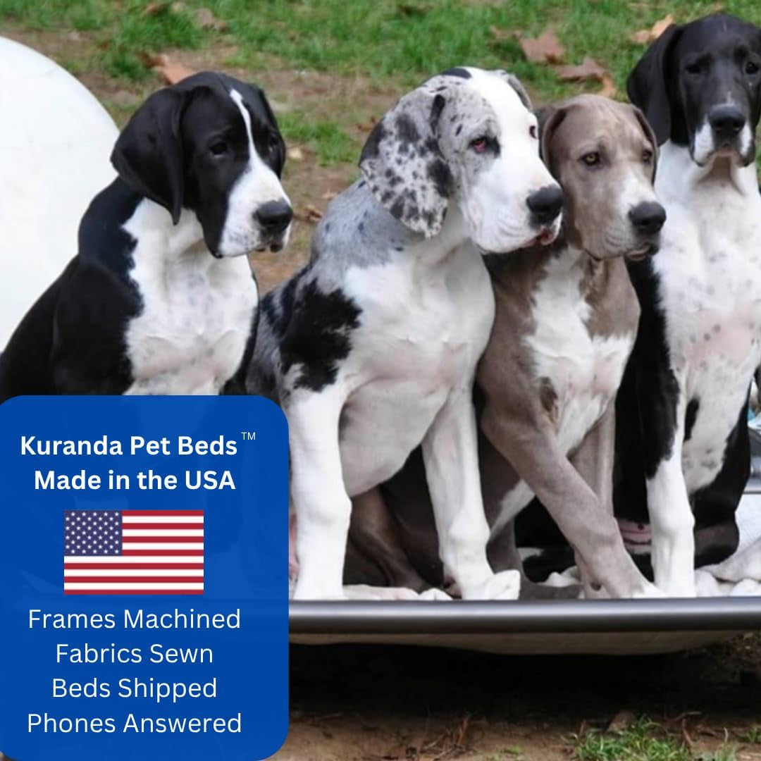 Kuranda Chewproof Elevated Dog Bed - Walnut PVC - 40" X 25" - Sunsure Textilene Outdoor Mesh - Sierra