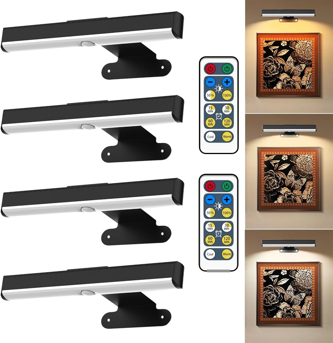 EUIOKUN Wireless Picture Light with Remote,Battery Operated Wall Sconces