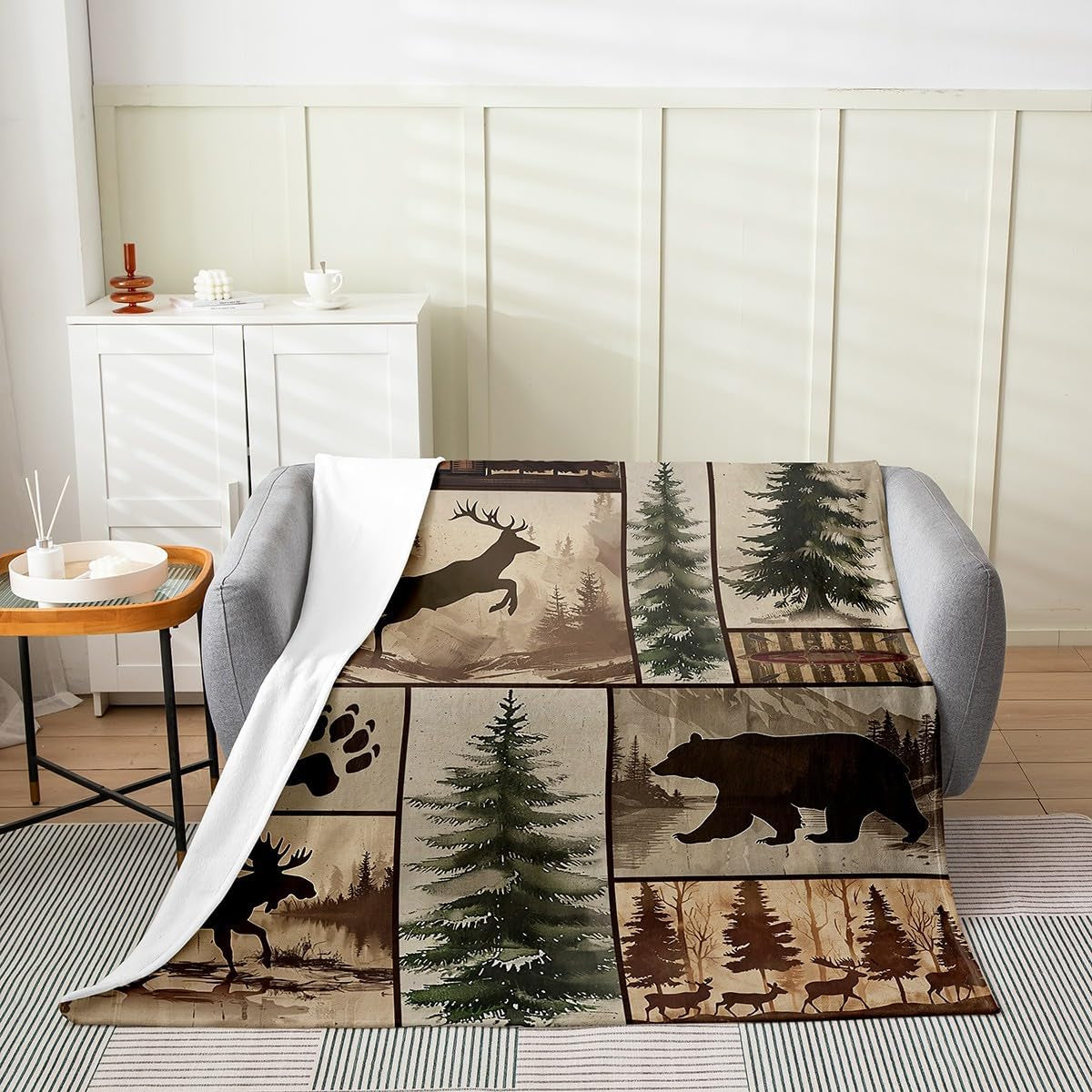 Feelyou Rustic Bear Plush Throw Blanket Queen