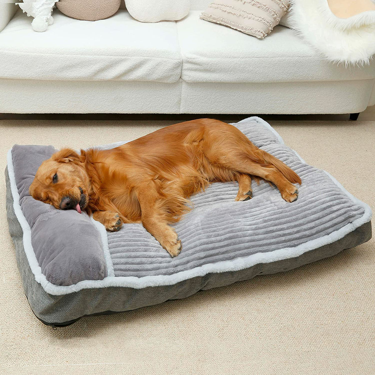 WINDRACING Large Dog Bed with Pillow for Crate Kennel, Sofa Dog Bed, Super Soft Pet Bed for Medium, Jumbo, Furniture