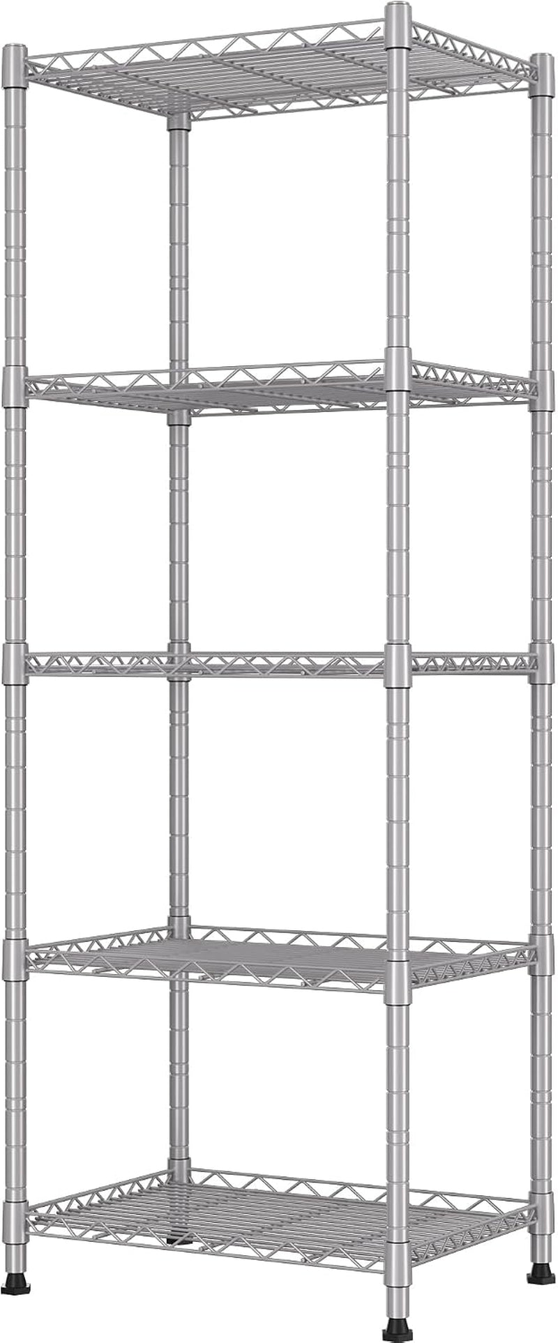 REGILLER 5-Wire Shelving Metal Storage Rack Adjustable Shelves,Standing Storage Shelf Units for Laundry Bathroom Kitchen Pantry Closet(Silver,11.8" D X 16.6" W X 53.5" H)