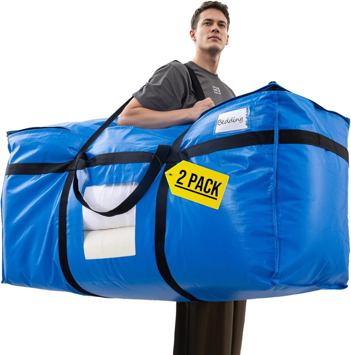 TAILI 2 Pack 69 Gallon Extra Large Storage Bags with Visible Window,Blue