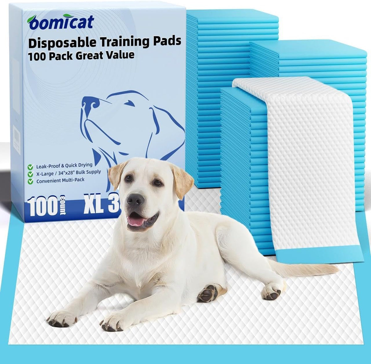 Puppy Pads XL 100 Count, Dog Pee Pads Extra Large, 34"X28" Pee Pads for Dogs, X-Large Disposable Dog Training Pads Super Absorbent&Leak-Proof, Crate Potty Piddle Pads for Doggy, Pet Supplies