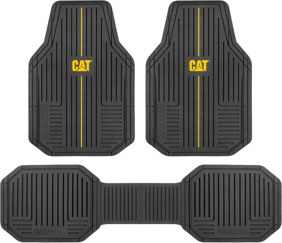 CAT® Vulcancore Heavy-Duty 4 Piece Floor Mats for Cars, Trucks & Suvs, Trim-To-Fit All-Weather Rubber Car Mats Full Set, Waterproof Interior Accessories, Car Rug Protection & Automotive Floor Liners