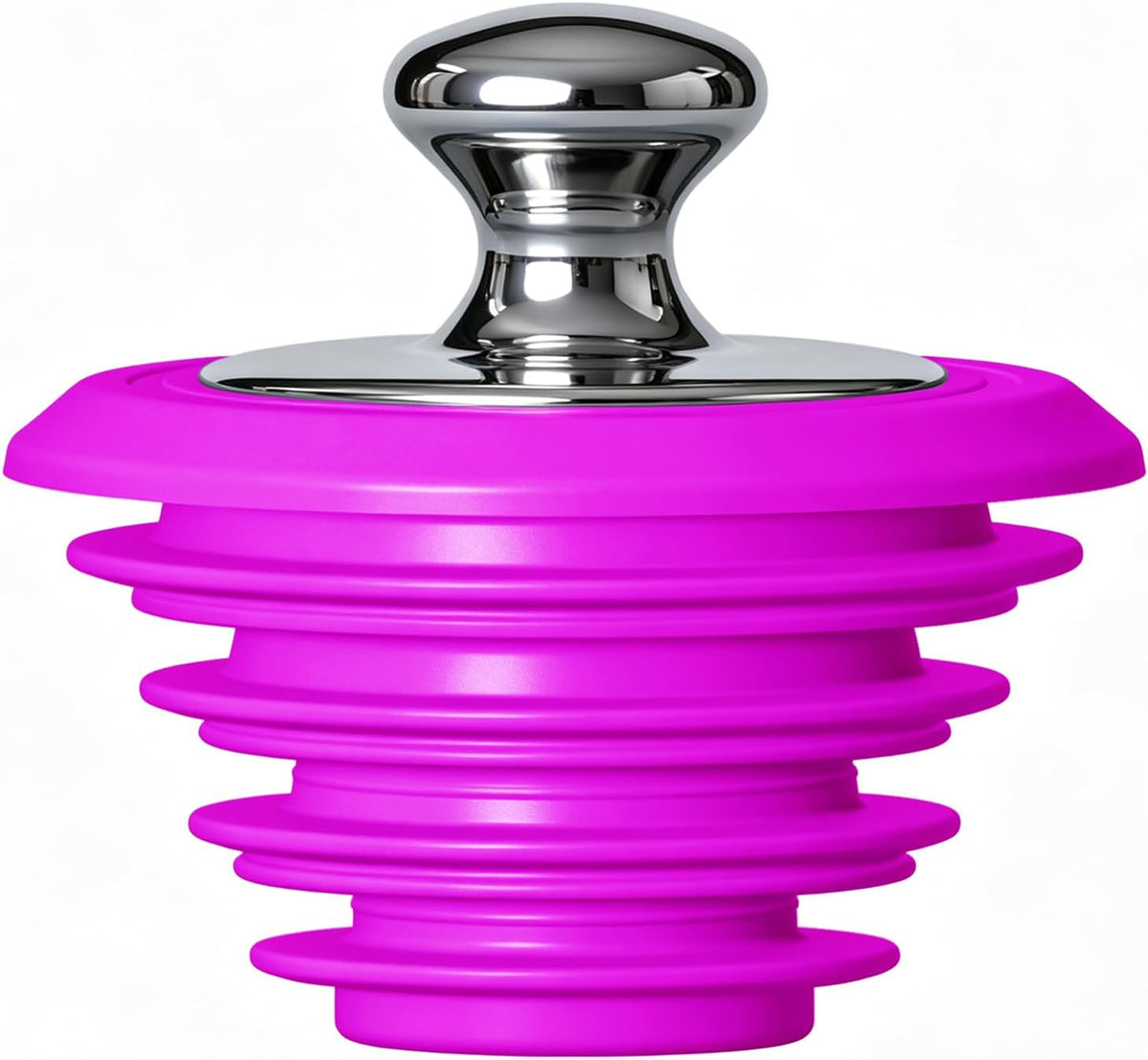 XAJOON Pink Silicone Drain Plug with Chrome-Plated Metal Handle, Premium Tub Stopper for Bathtubs and Bathroom Sinks(Patented Product