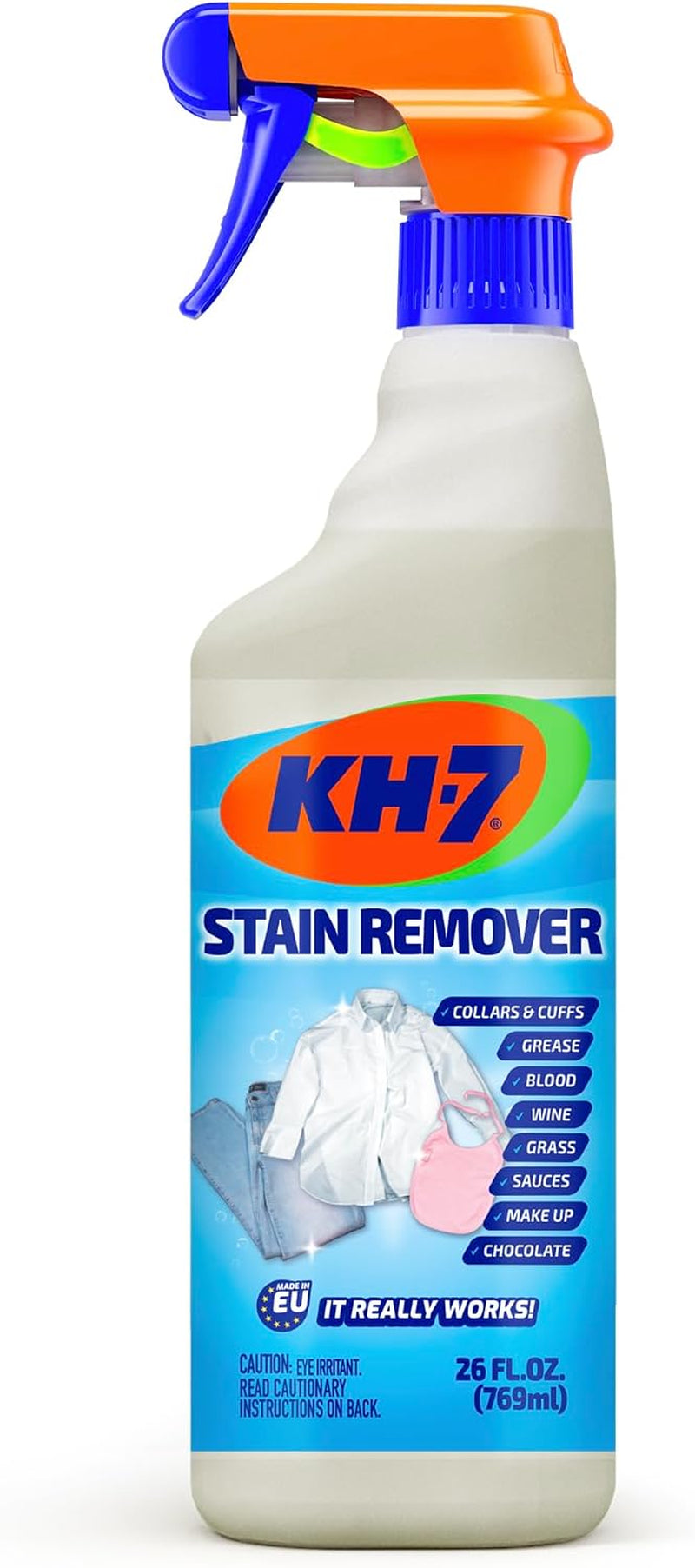 KH7 Stain Remover: Powerful Pre-Treatment for Tough Stains on Clothes. Removes All Types of Stains, Blood, Grass, Grease, Makeup and More, 26 Oz