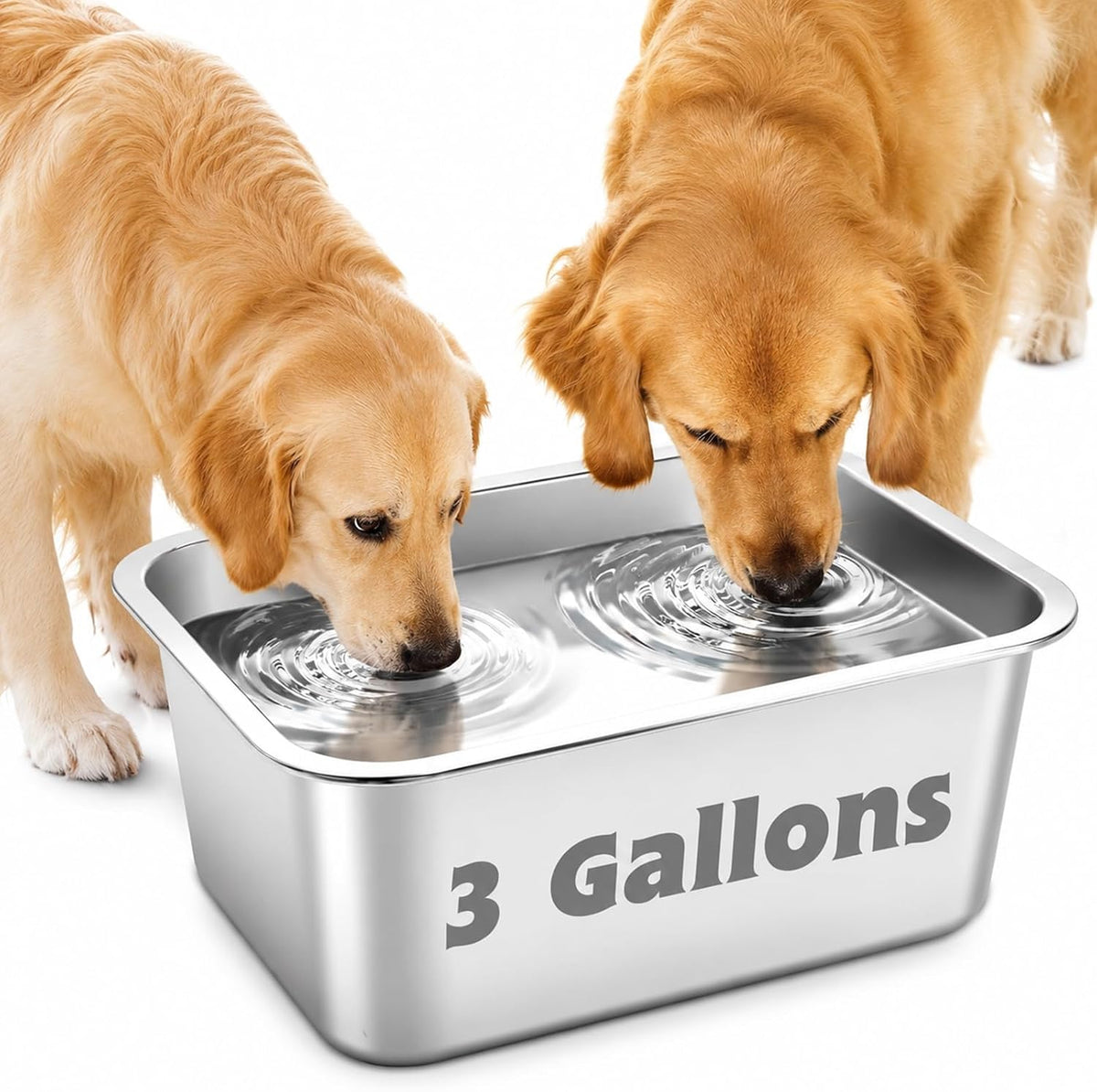 YUEPET 3 Gal Large Stainless Steel Dogs Water Bowl, Outdoor Dog Water Bowl