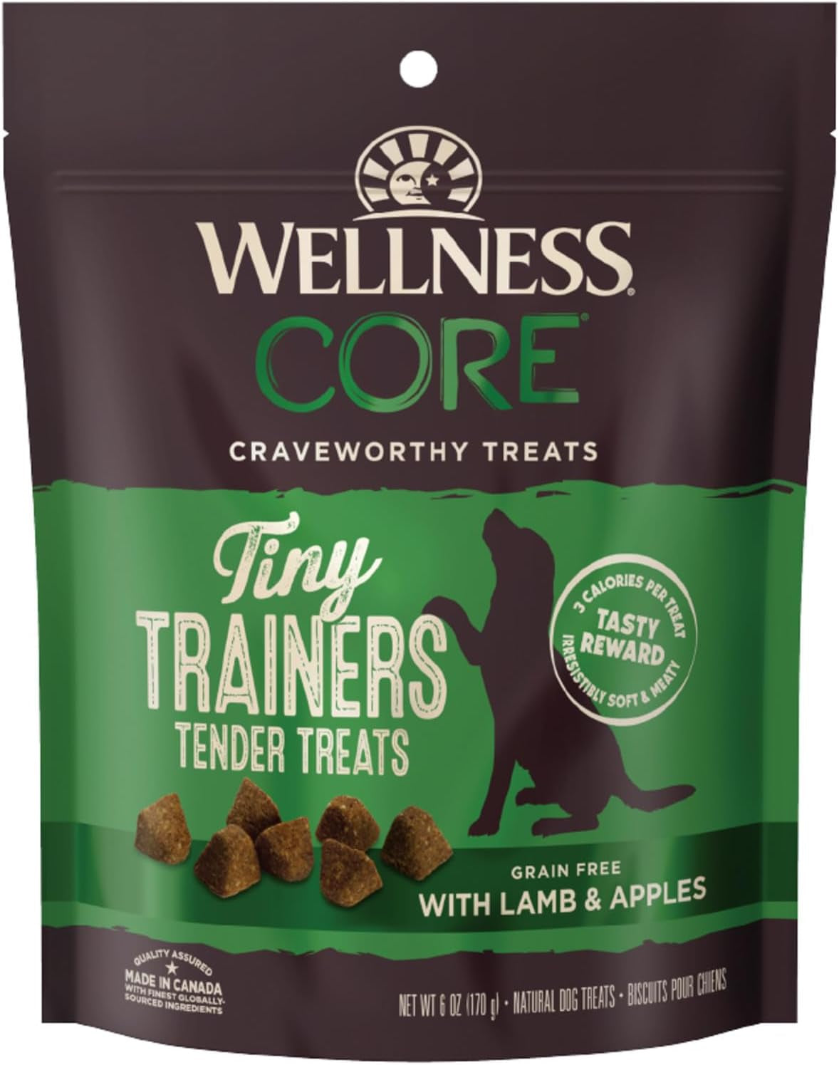 Wellness CORE Tiny Trainers Dog Treats, Natural, Grain Free, Lamb and Apple Recipe, 6 Oz Bag