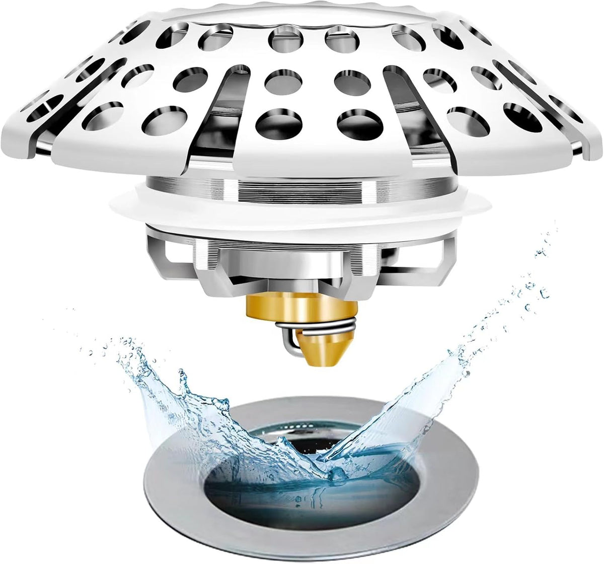 Anlige Bathtub Drain Stopper, Pop up Tub Stopper with Hair Catcher