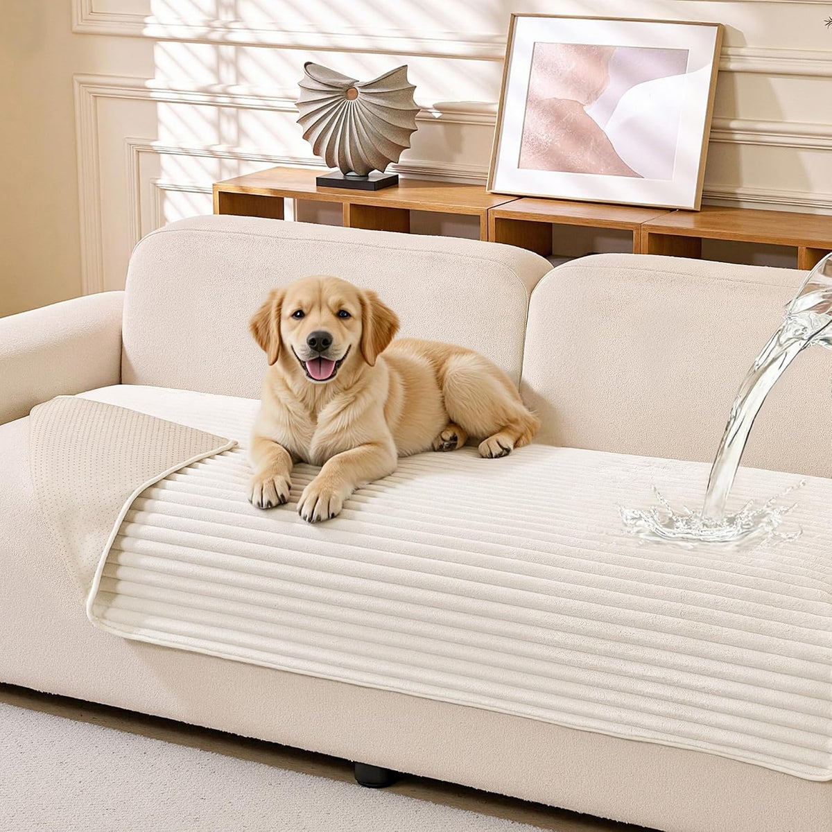 MEETSKY Waterproof Couch Cover for Dogs, 2 Cushion Couch Slipcover Washable
