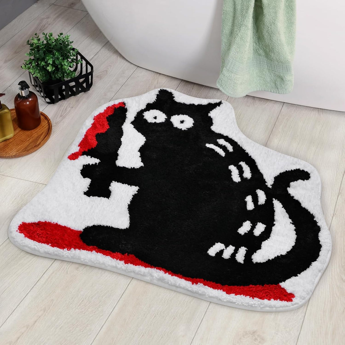 Percozzi Halloween Murder Cat Bath Mat Knife Cat Tufted Bathroom Rug