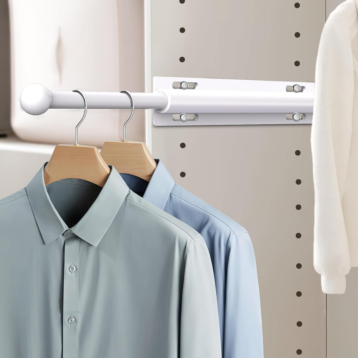 Supforce 12" Valet Rod for Closet Pull Out for Wardrobes RV, White