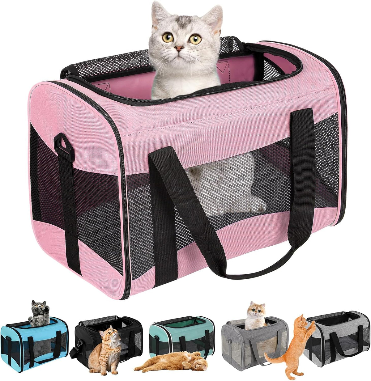 Top Tasta Cat Carrier Large Dog Cat Carriers Puppies up to 30Lbs, Big Dog Carrier Soft Sided, Collapsible Travel Puppy Carrier (X-Large, Pink)