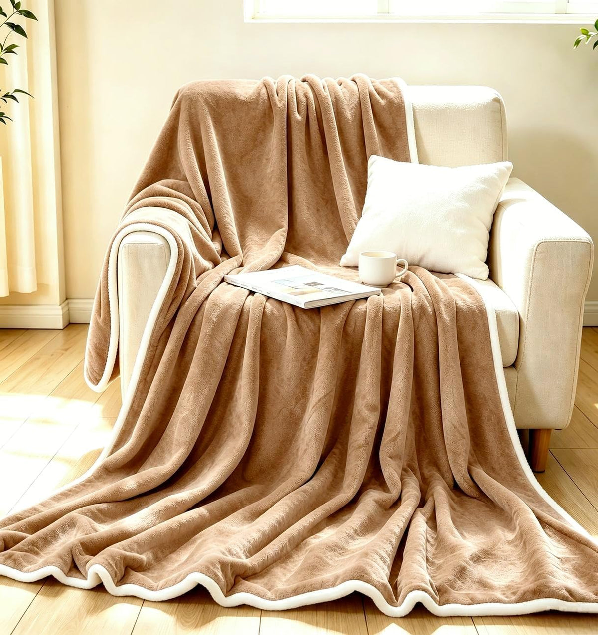 Heated Blanket 72"X84" Full Size, Brown
