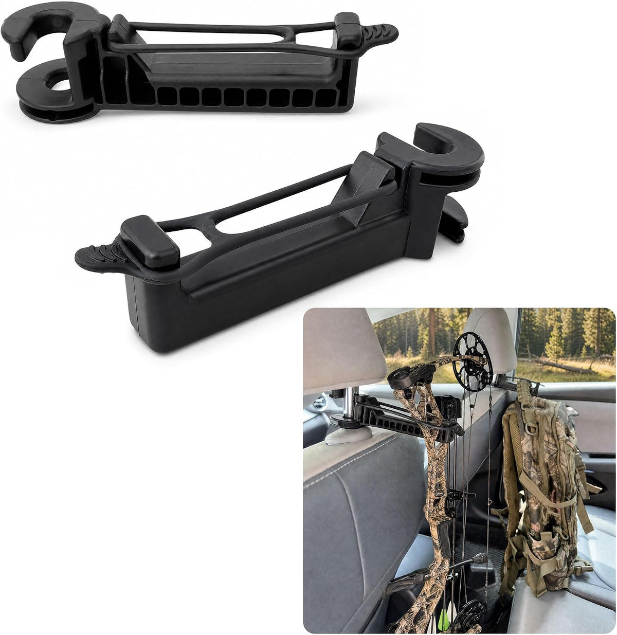 Heavy Bow Hanger for Truck, 2 PCS Headrest Mount Bow Holder