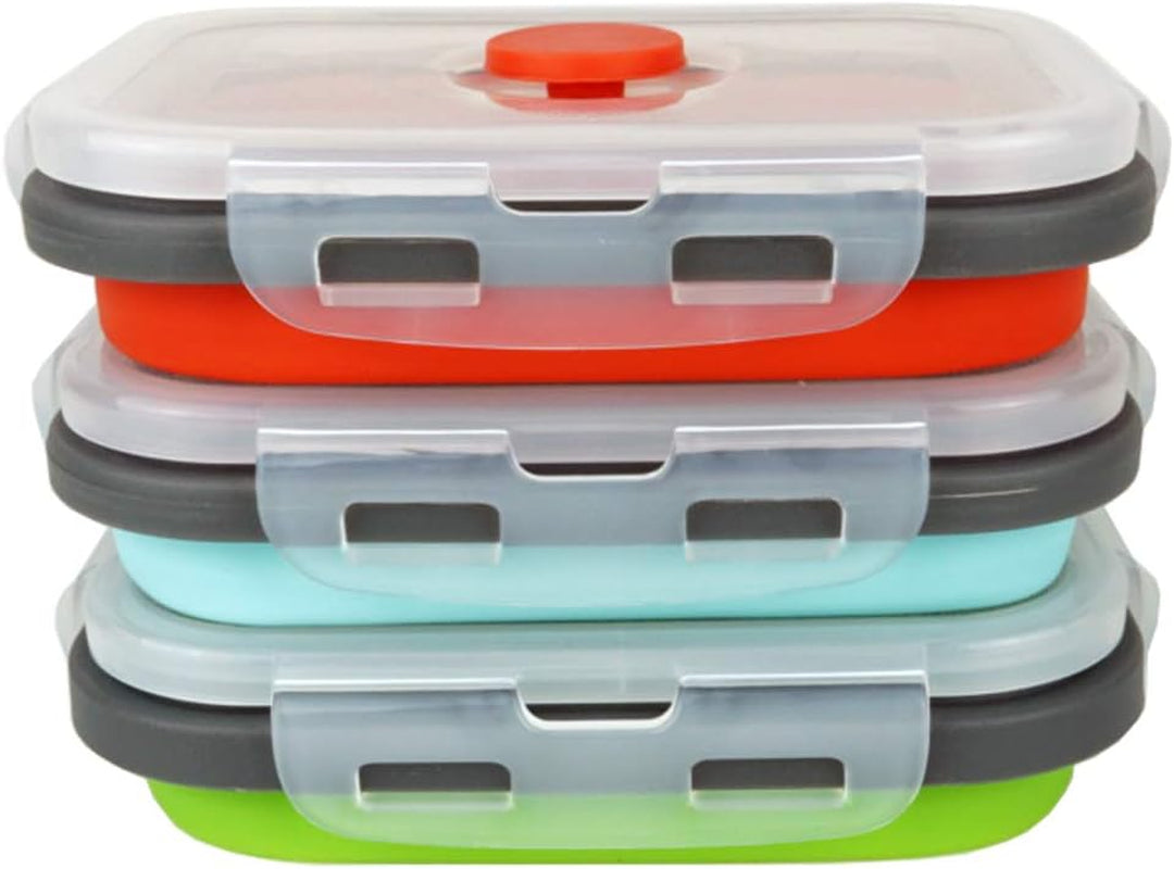 Ccyanzi Ecomorning 3 Piece Silicone Food Storage Containers Collapsible Silicone Bowl with Airtight Silicone Lids, Collapsible Lunch Box - Microwave, & Freezer Safe, 350ML