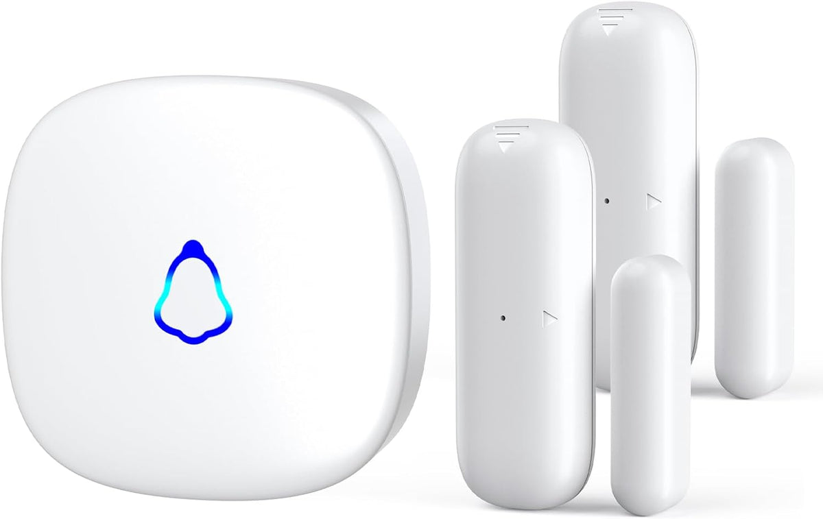 Door Chime, Wireless Door Open Contact Sensor Alarm with 500 FT Range, 58 Chimes and 5 Volume Levels for Business/Store/Home/Office When Entering, 2 Transmitters + 1 Plug-In Receiver