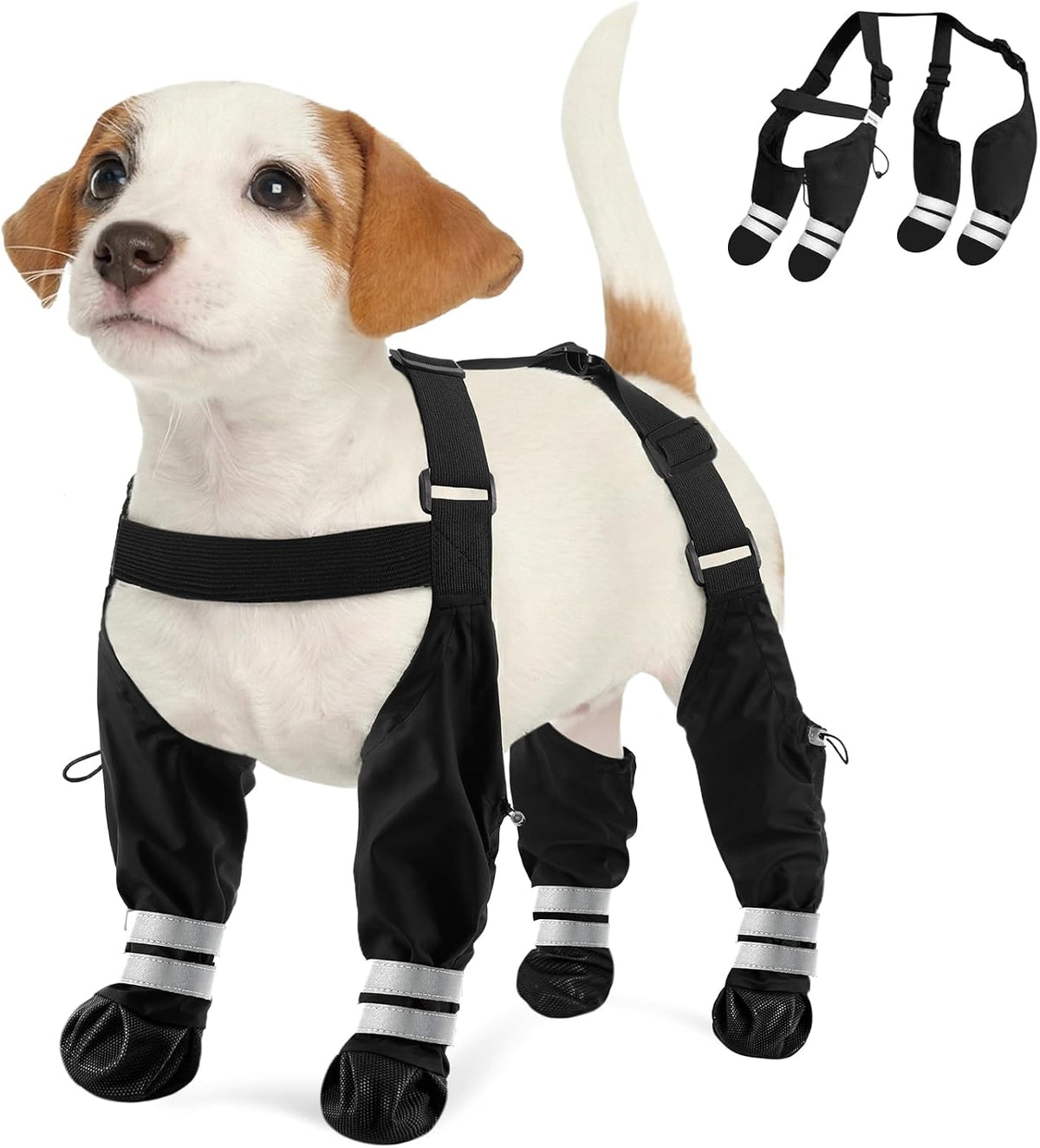 Waterproof Dog Suspender Boots, Dog Boots with Suspenders That Stay On, S