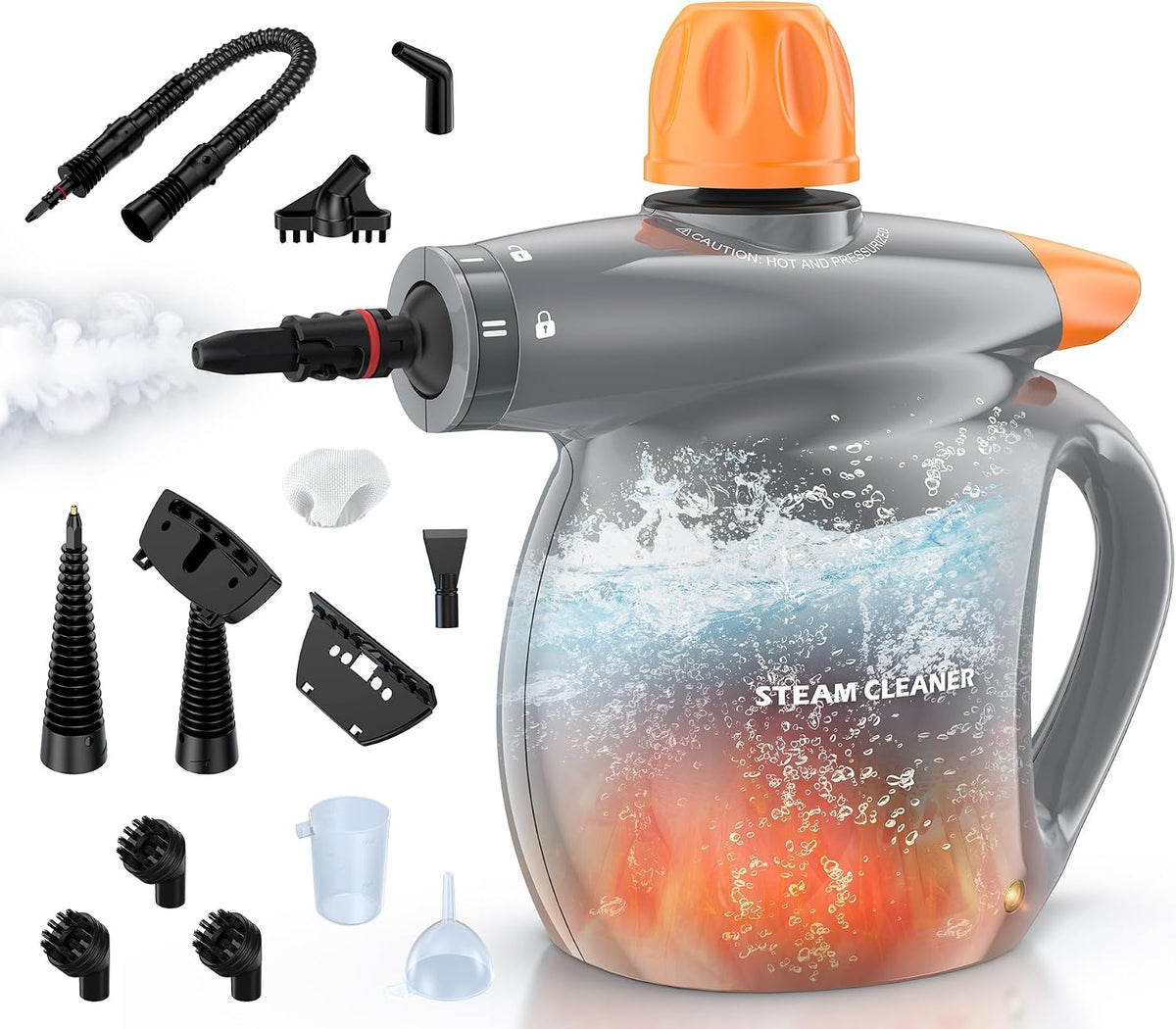 Pressurized Handheld Steam Cleaner,13Pcs Portable Deep Cleaning Steamer
